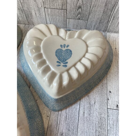 Spongeware Ceramic Heart Shaped Baking Dishes  Set of 3Country Core 90s - Picture 2 of 7